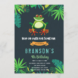 Forest frog birthday party invitation