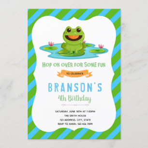 Forest frog birthday party invitation