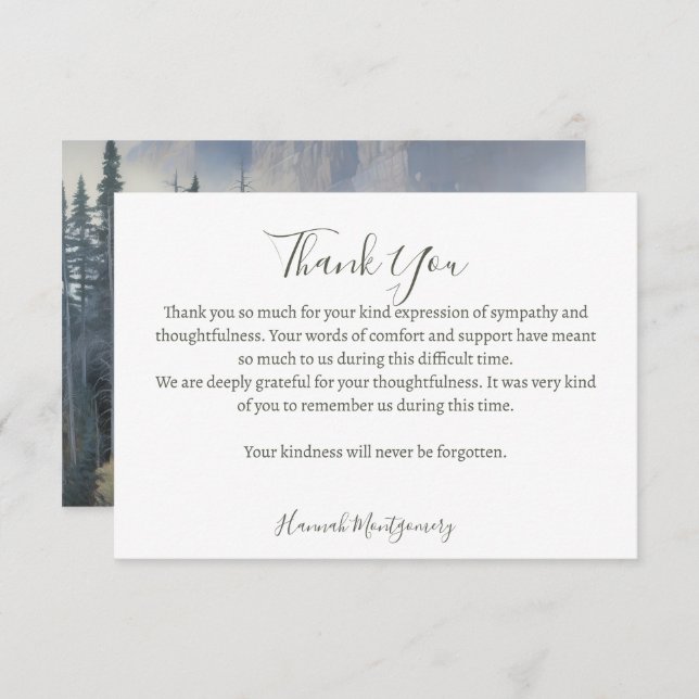 Forest Funeral Sympathy Thank You Card   (Front/Back)
