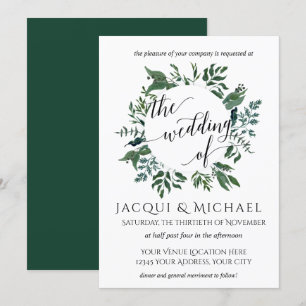Forest Gathered Foliage Leaf Wreath Wedding Invitation