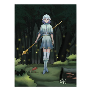 Forest girl, eleven, animated poster