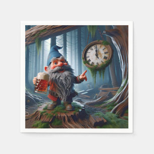Forest Gnome On Five o'clock Time Napkin