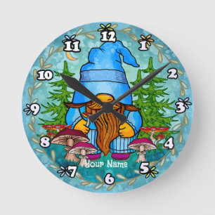 Forest Gnome  Round Clock