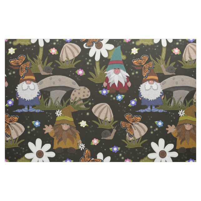 Forest Gnomes Mushrooms and Butterflies Fabric (Fat Quarter)