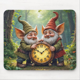 Forest Gnomes With Old Clock Mouse Mat