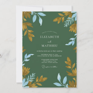 Forest Gold Azure Leafy Wedding Invitation