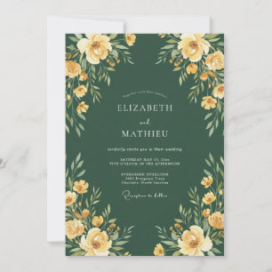 Forest Golden Ranunculus Eucalyptus Wedding Invitation