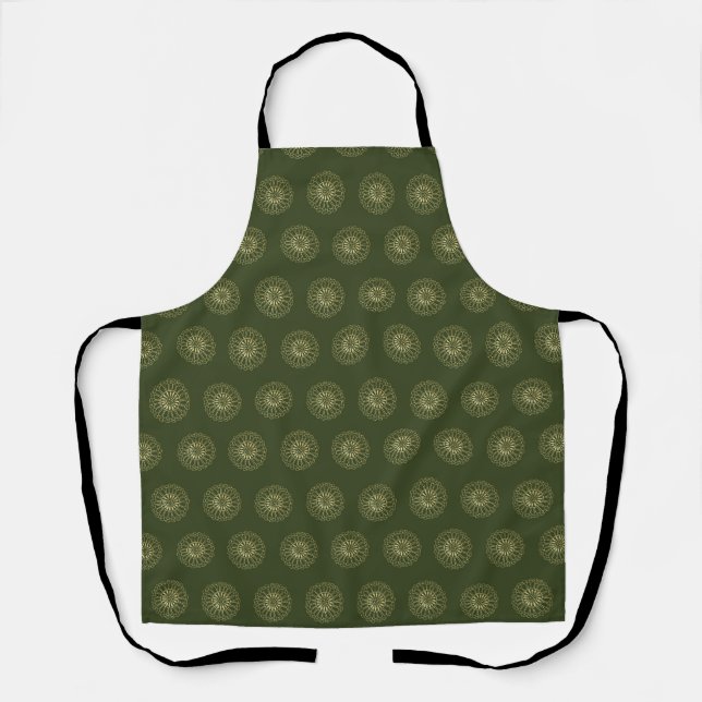 Forest | Golden Zinnia Flower Medallions Apron (Front)