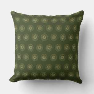 Forest Golden Zinnia Flower Medallions Cushion