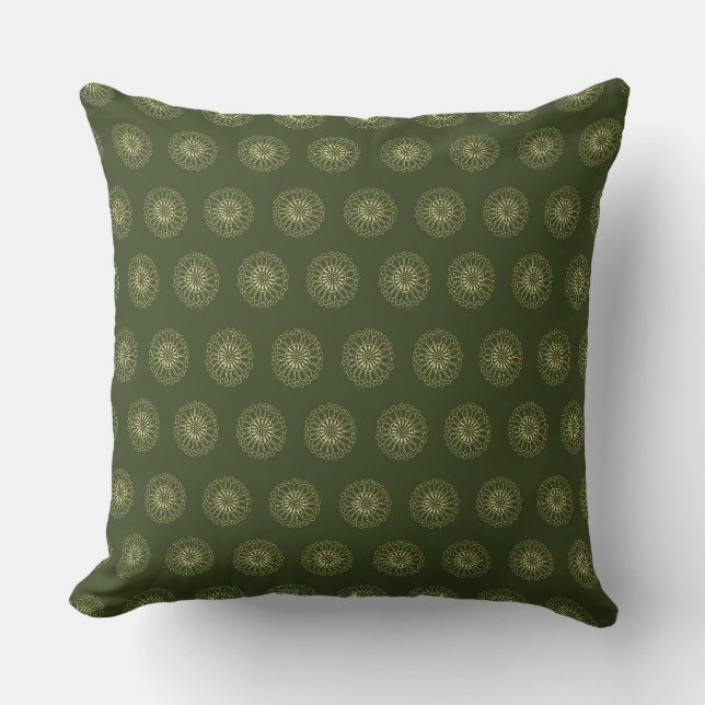 Forest | Golden Zinnia Flower Medallions Cushion (Front)