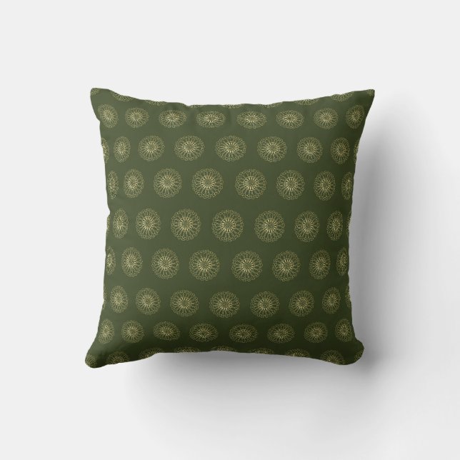 Forest | Golden Zinnia Flower Medallions Cushion (Back)