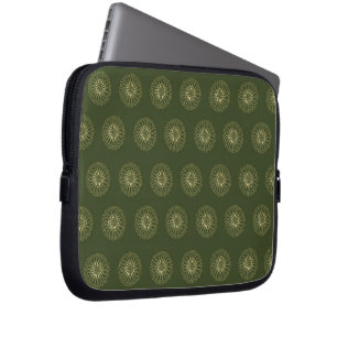 Forest Golden Zinnia Flower Medallions Laptop Sleeve