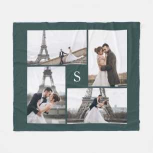Forest Green 4 Photo Gallery and Monogram Fleece Blanket