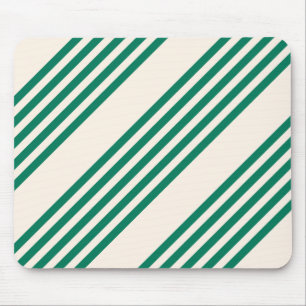 Forest green and beige five stripes pattern mouse mat