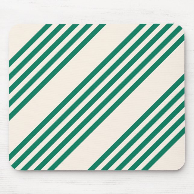 Forest green and beige five stripes pattern mouse mat (Front)