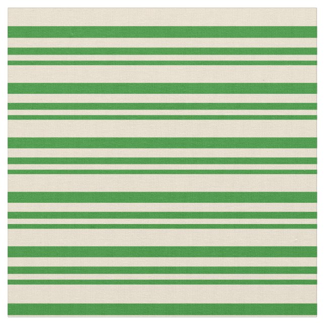Forest Green and Beige Stripes/Lines Pattern Fabric (Close Up)