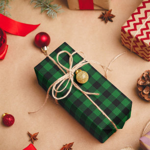 Forest Green and Black Buffalo Plaid Wrapping Paper