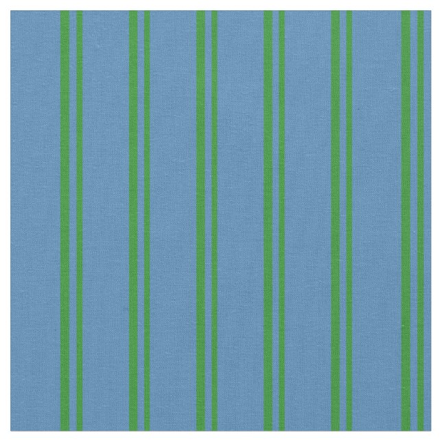 Forest Green and Blue Stripes/Lines Pattern Fabric (Close Up)