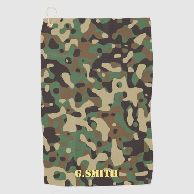 Forest Green and Brown Camouflage. Camo your Golf Towel (Front)