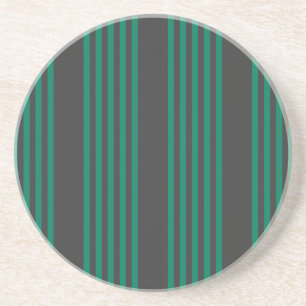 Forest green and charcoal fives stripe pattern coaster