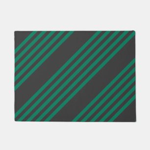 Forest green and charcoal fives stripe pattern doormat