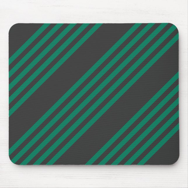 Forest green and charcoal fives stripe pattern mouse mat (Front)