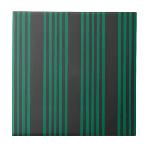 Forest green and charcoal fives stripe pattern tile