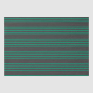 Forest green and charcoal fives stripe pattern tissue paper