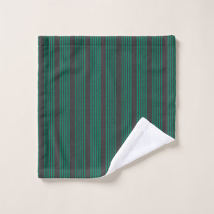 Forest green and charcoal fives stripe pattern wash cloth