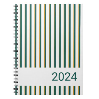 Forest Green and Gold Striped Spiral Notebook