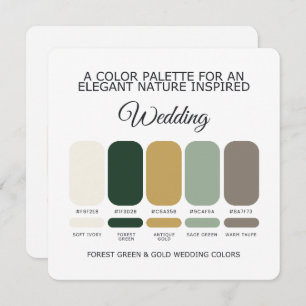Forest Green and Gold Wedding Color Palette Card