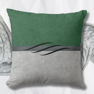 Forest Green and Grey Chic Throw Pillow