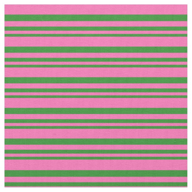 Forest Green and Hot Pink Lines/Stripes Pattern Fabric (Close Up)