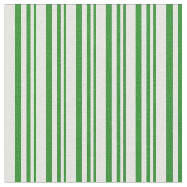 Forest Green and Mint Cream Striped/Lined Pattern Fabric (Close Up)