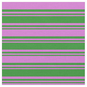 Forest Green and Orchid Colored Lines Fabric
