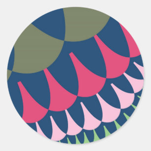 Forest Green and Pink Scales Classic Round Sticker