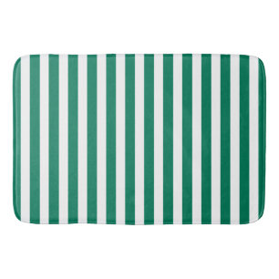 Forest green and white candy stripes bath mat