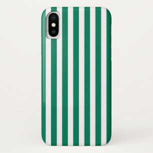 Forest green and white candy stripes iPhone x case