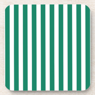 Forest green and white candy stripes coaster