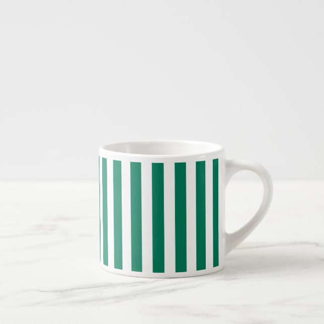 Forest green and white candy stripes espresso cup (Right)