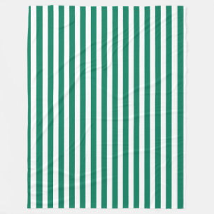 Forest green and white candy stripes fleece blanket