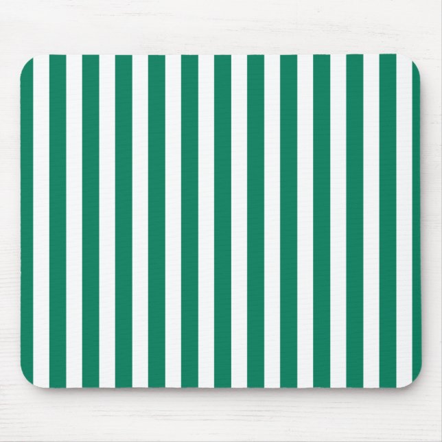 Forest green and white candy stripes mouse mat (Front)