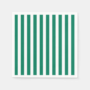 Forest green and white candy stripes napkin