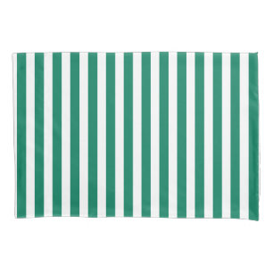 Forest green and white candy stripes pillowcase