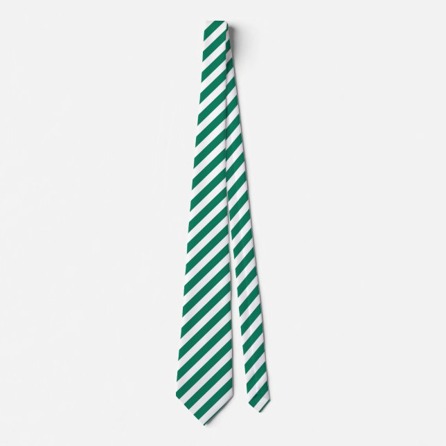 Forest green and white candy stripes tie (Front)
