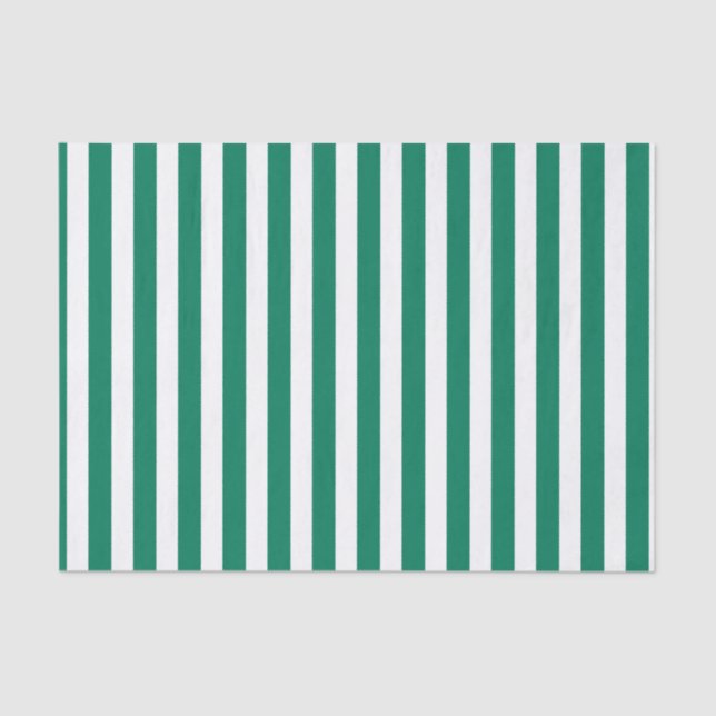 Forest green and white candy stripes tissue paper (Front)