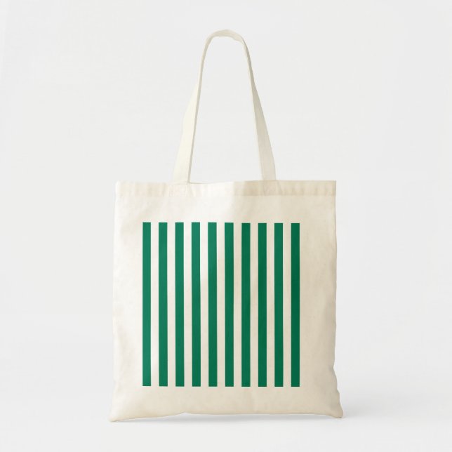 Forest green and white candy stripes tote bag (Front)