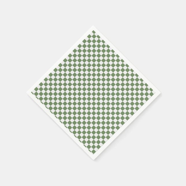 Forest Green and White Chequered Napkins (Corner)