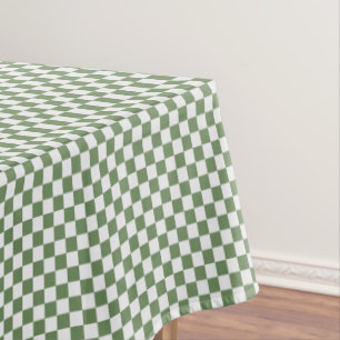 Forest Green and White Chequered Tablecloth