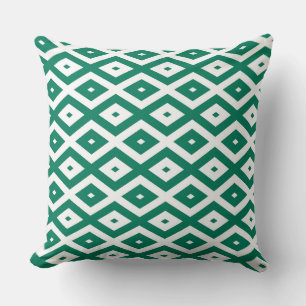 Forest green and white diamond pattern cushion